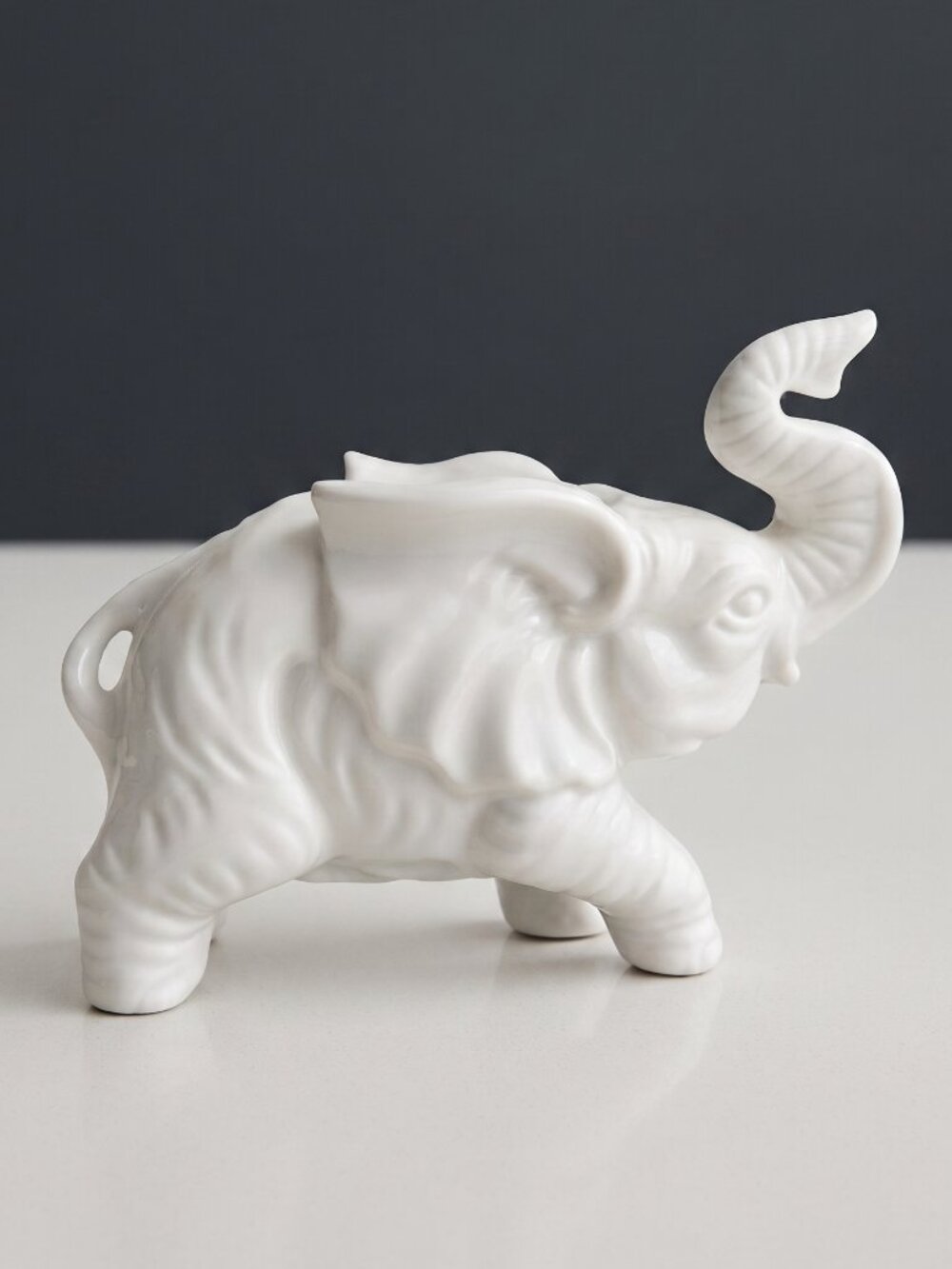 VTG Toyo Japan White Porcelain Elephant Figurine Glossy Rare Decor